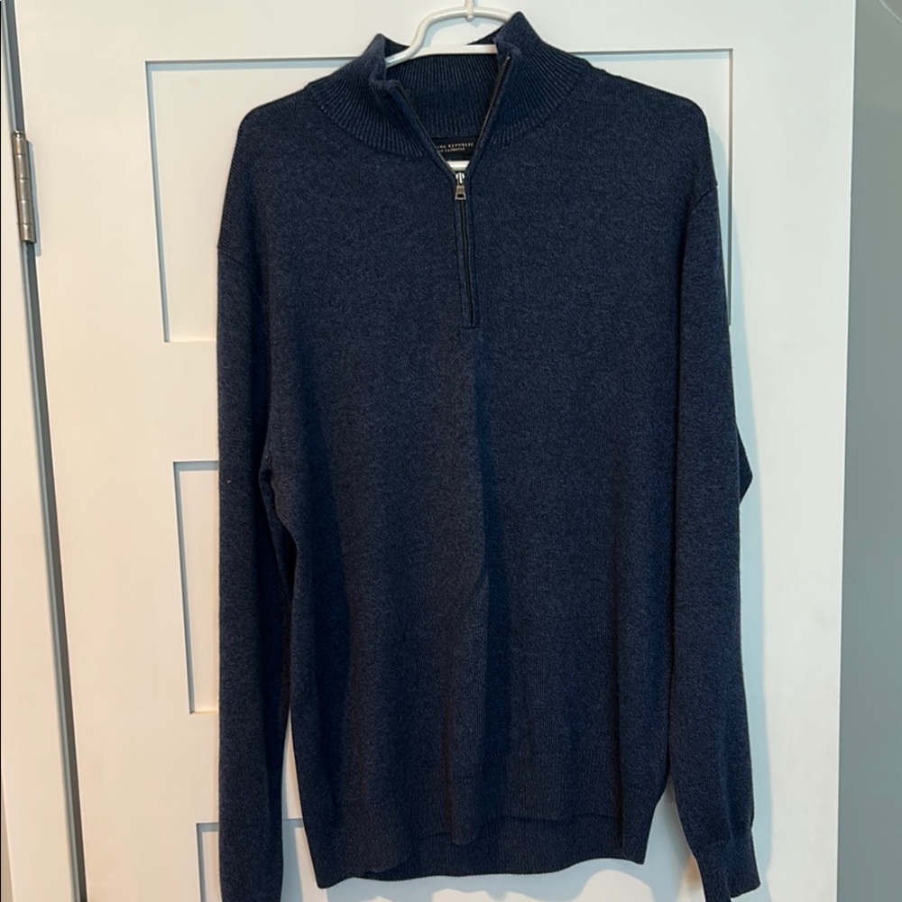 Men's Banana Republic Silk Cashmere Navy Half-Zip Sweater size large